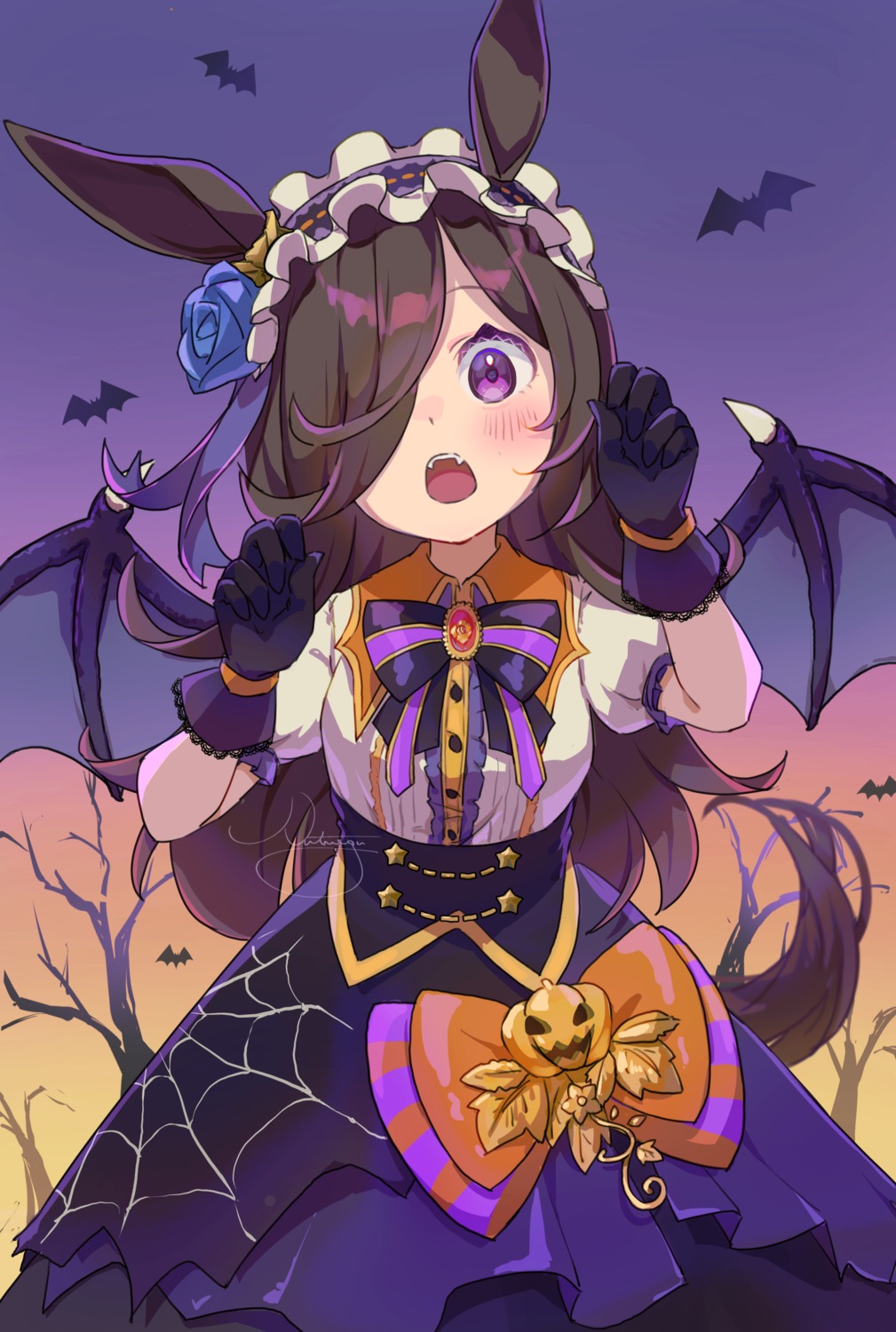 animal_ears halloween nut_megu rice_shower_(umamusume) tail uma_musume_pretty_derby wings