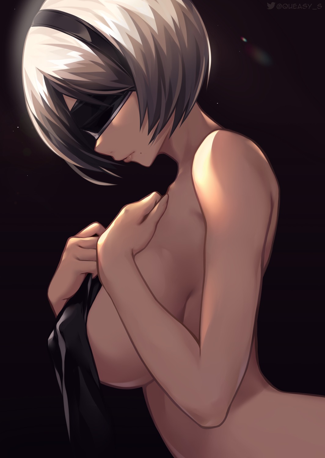 breast_hold nier_automata queasy_s topless yorha_no.2_type_b