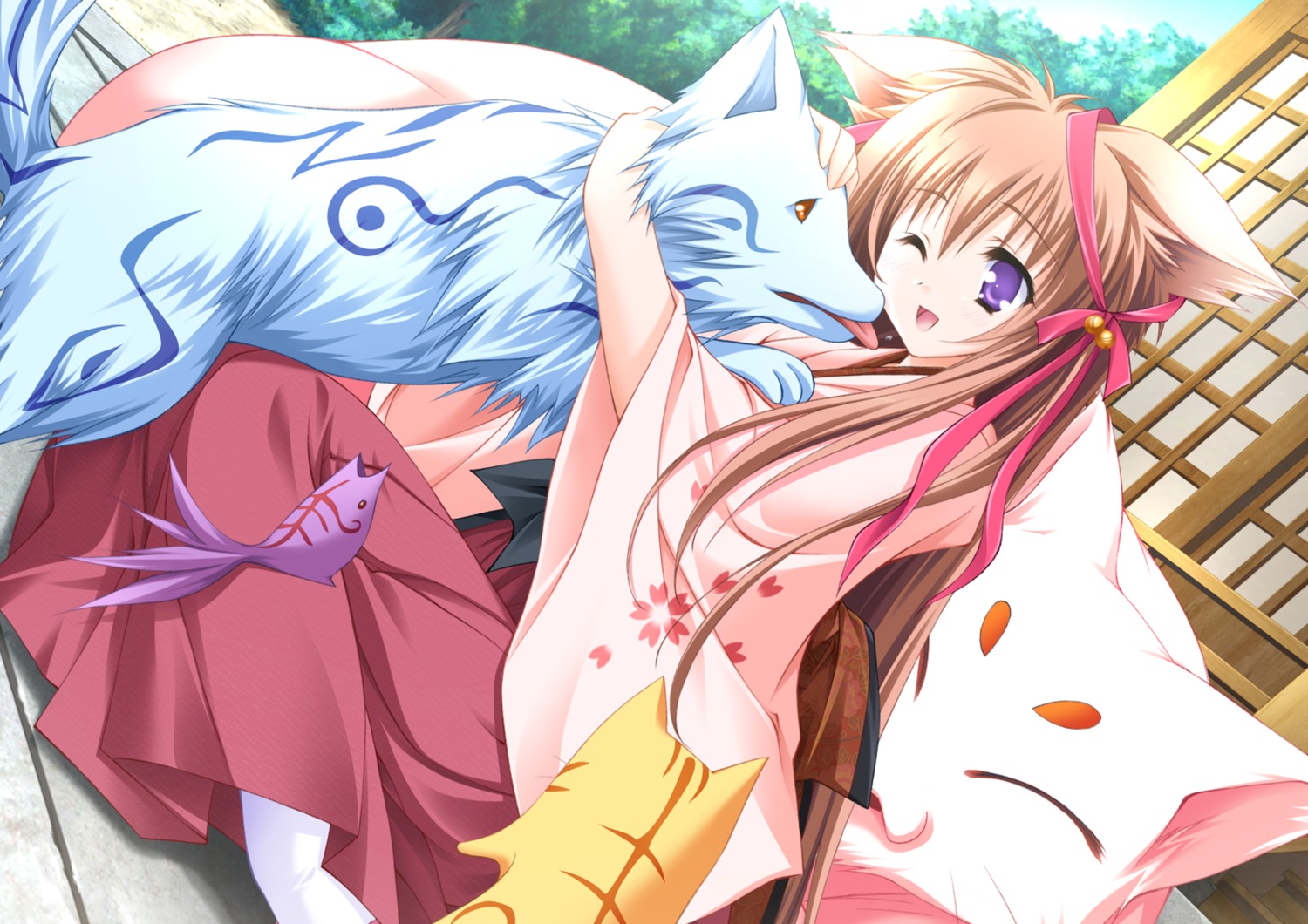 animal_ears japanese_clothes kitsune lump_of_sugar mito_mashiro moekibara_fumitake tayutama tayutama_2