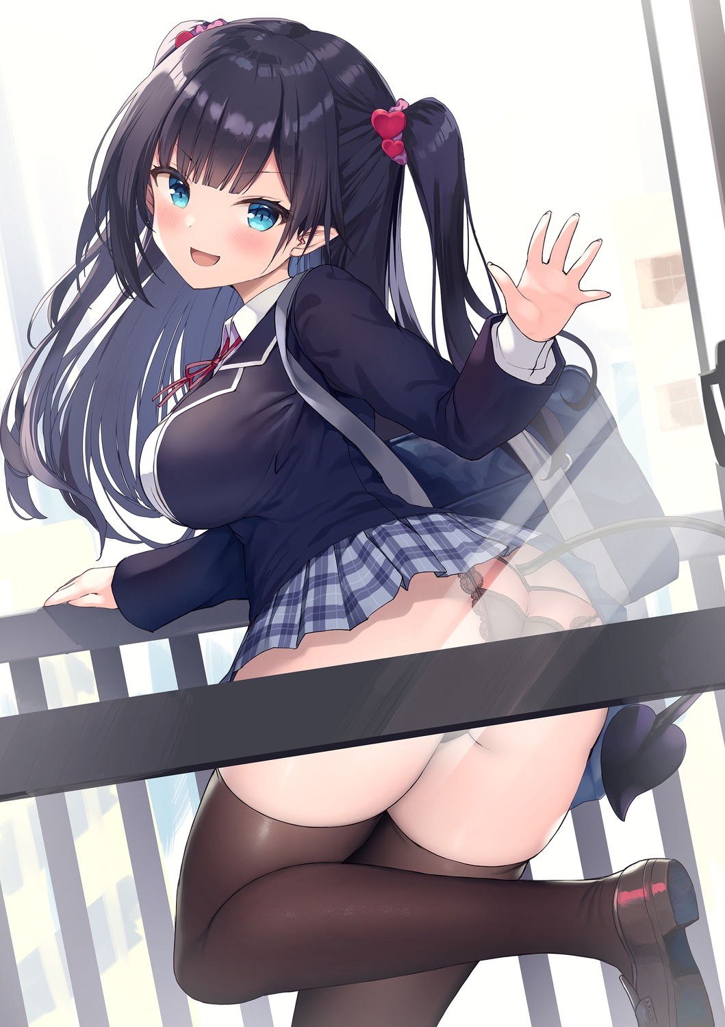 ass ochinsama pantsu seifuku skirt_lift tail thighhighs thong