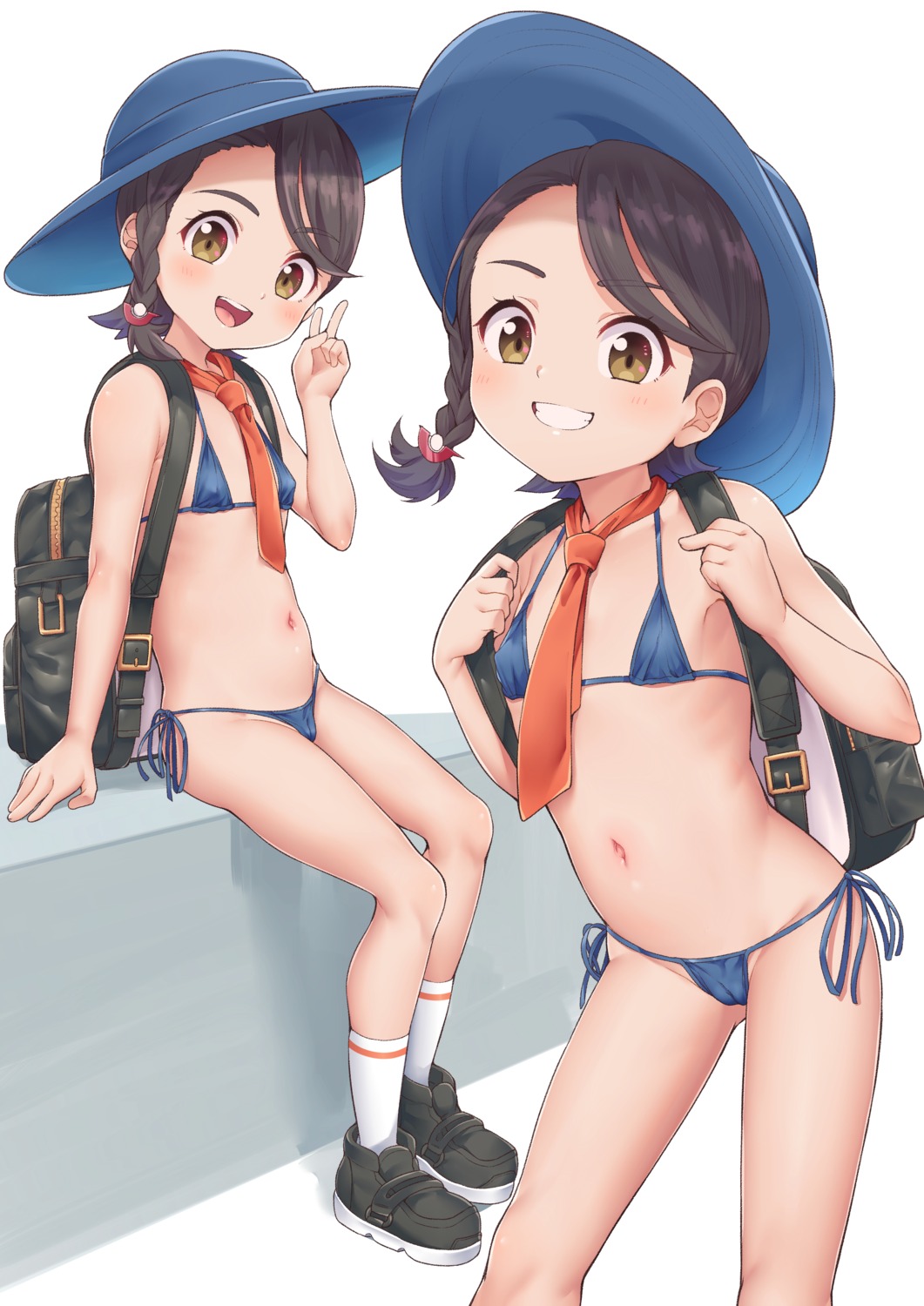 bikini cameltoe erect_nipples kanabun loli pokemon swimsuits