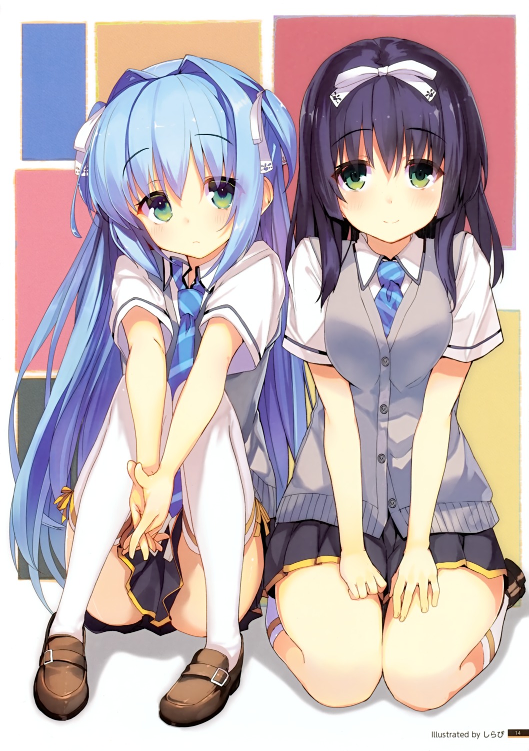 cube kurano_ema kurano_kun_chi_no_futago_jijou kurano_yae seifuku shirabi thighhighs