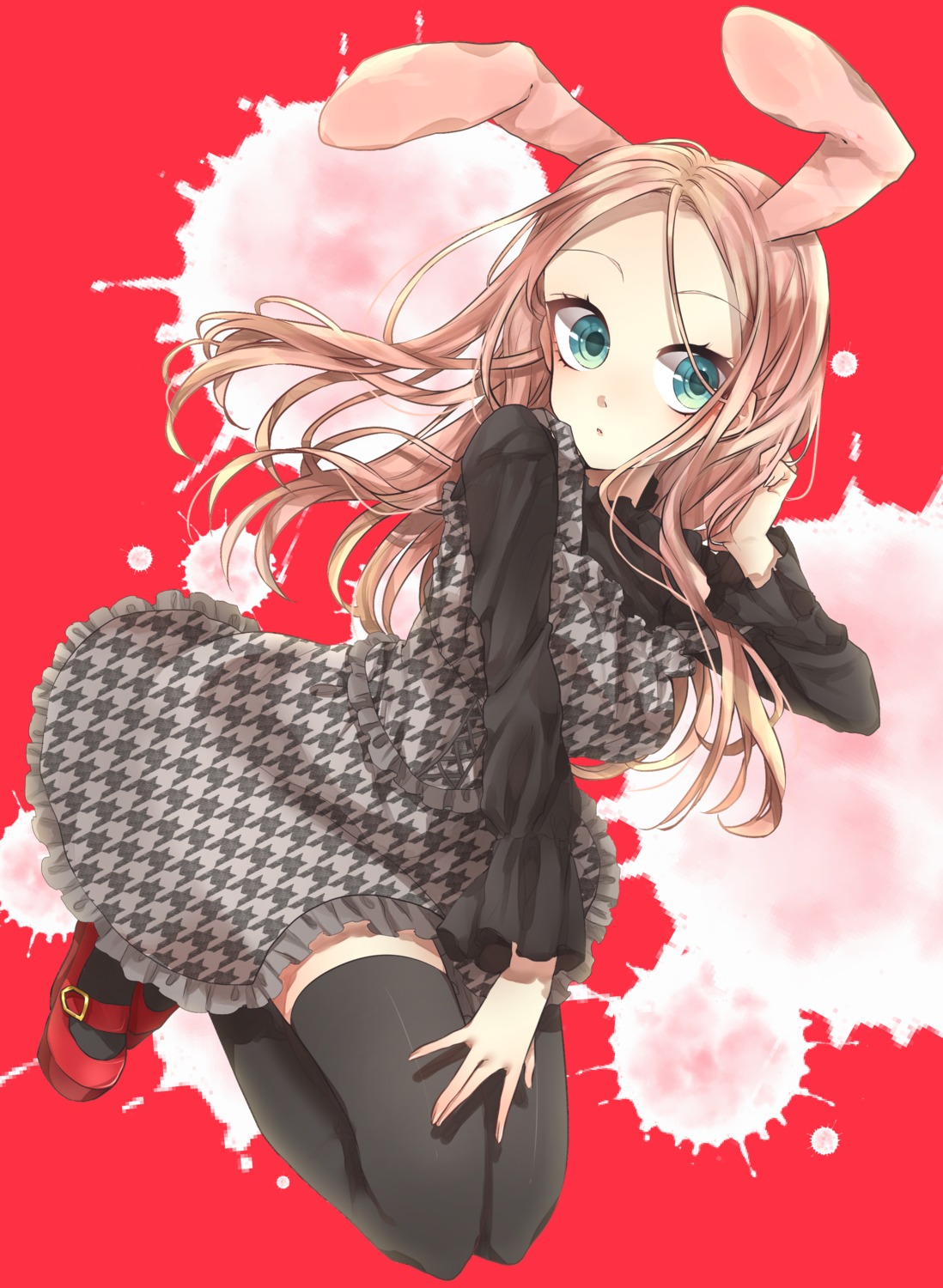 animal_ears bunny_ears dress minami_chasaki thighhighs