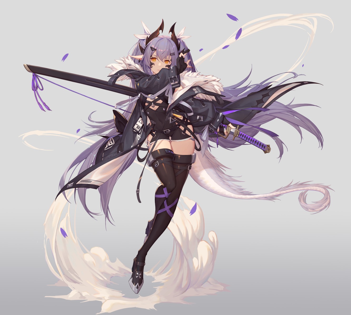 390378812 heels horns pointy_ears sword tail thighhighs