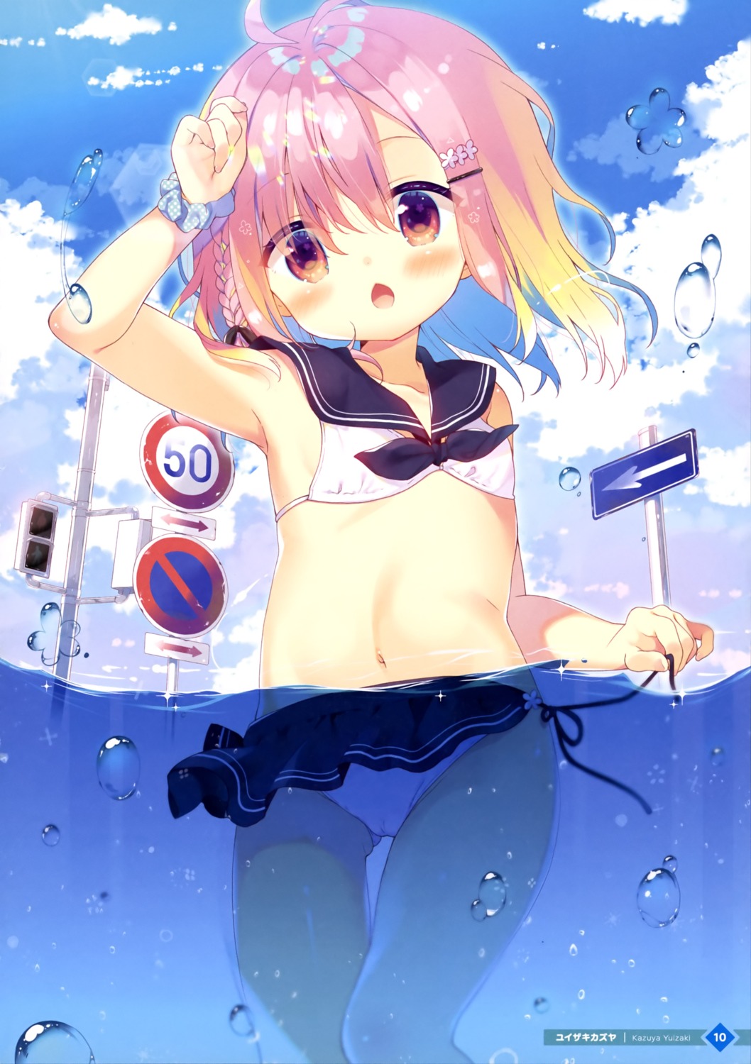 bikini cameltoe loli seifuku skirt_lift swimsuits undressing yuizaki_kazuya