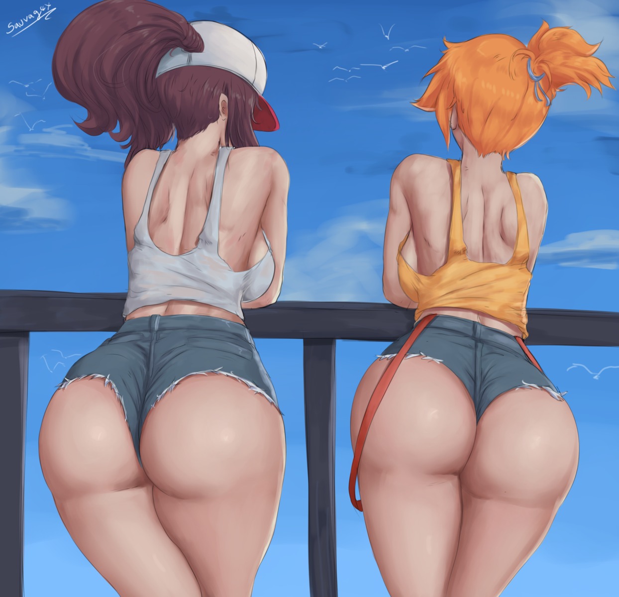 ass kasumi_(pokemon) no_bra pokemon pokemon_bw pokemon_frlg pokemon_rgby savagexthicc touko_(pokemon)