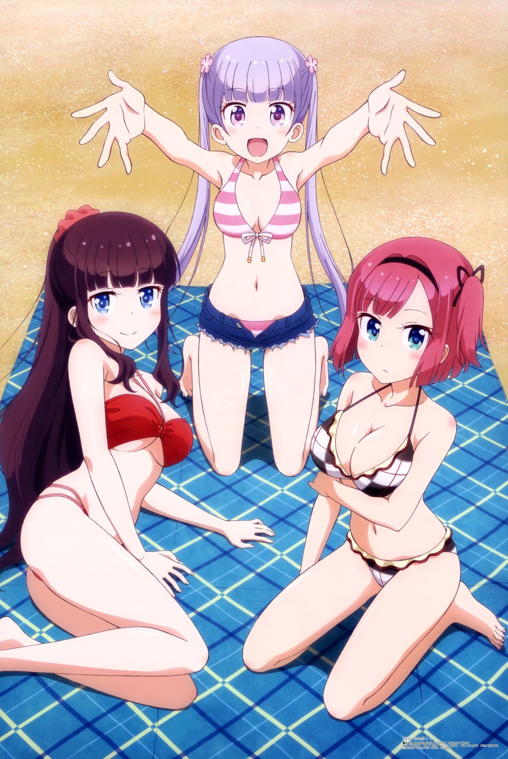 bikini cleavage kaiho_hitomi mochizuki_momiji new_game! suzukaze_aoba swimsuits takimoto_hifumi underboob