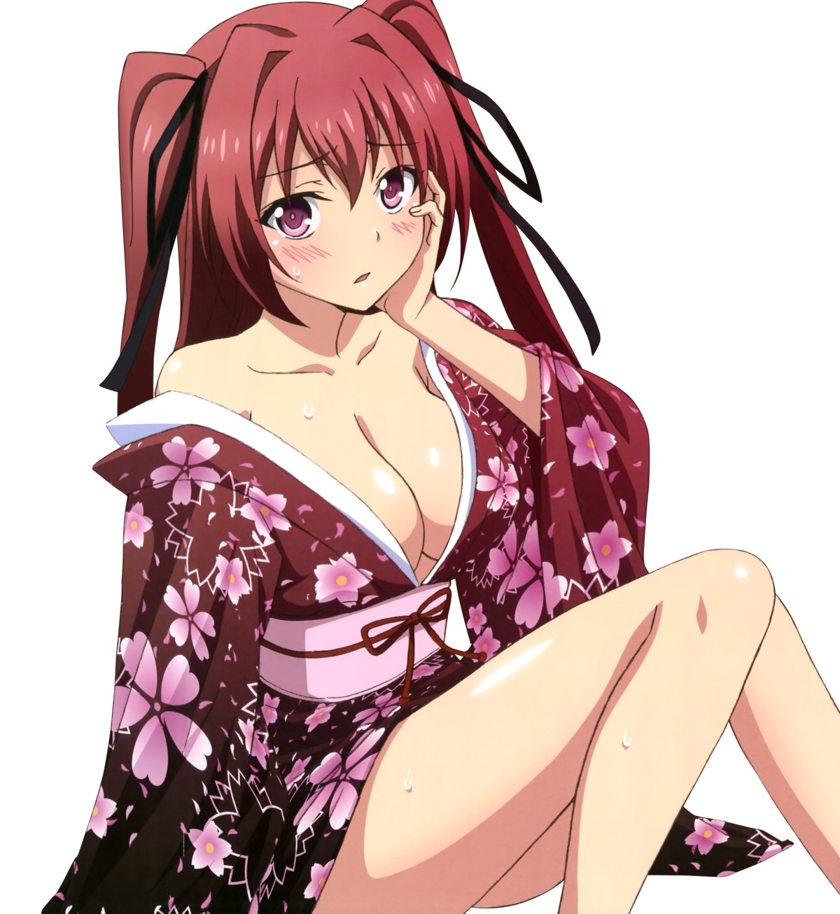 cleavage kimono naruse_mio no_bra open_shirt shinmai_maou_no_testament
