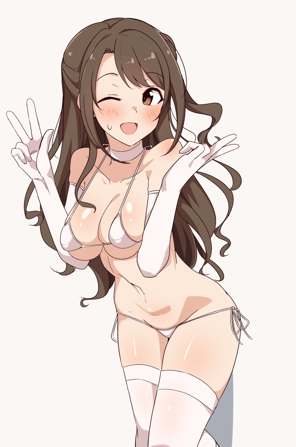 bikini seihekiog shimamura_uzuki swimsuits the_idolm@ster the_idolm@ster_cinderella_girls thighhighs