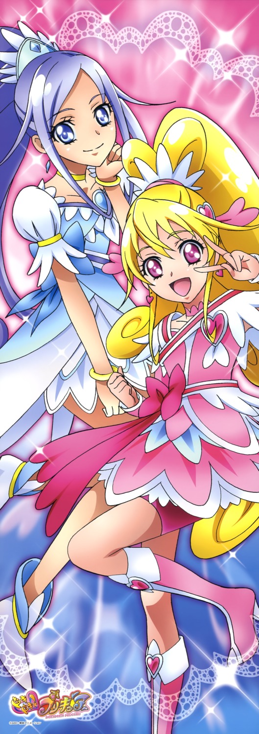 aida_mana dokidoki!_precure hishikawa_rikka pretty_cure stick_poster takahashi_akira