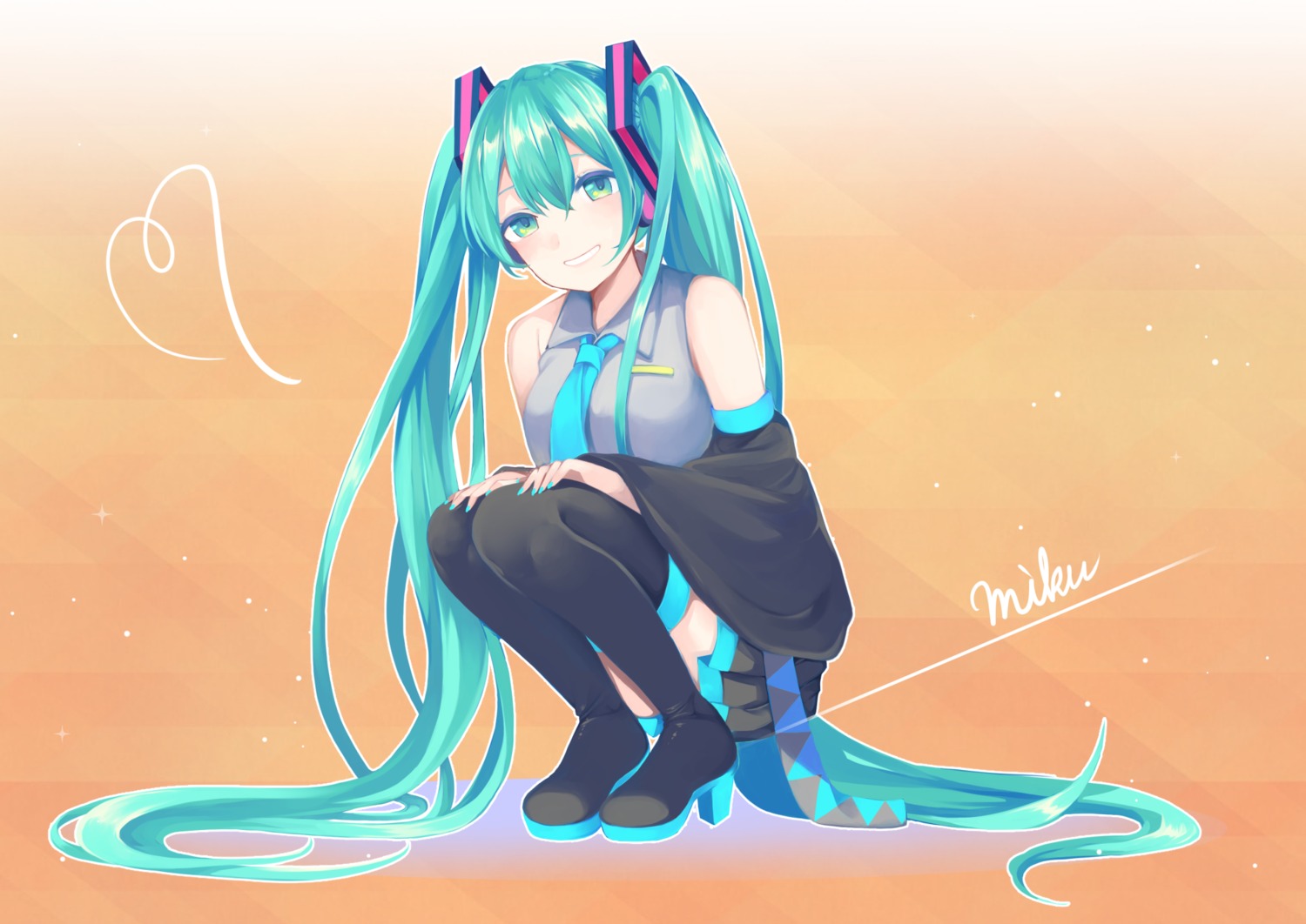 hatsune_miku heels mameda_(artist) thighhighs vocaloid