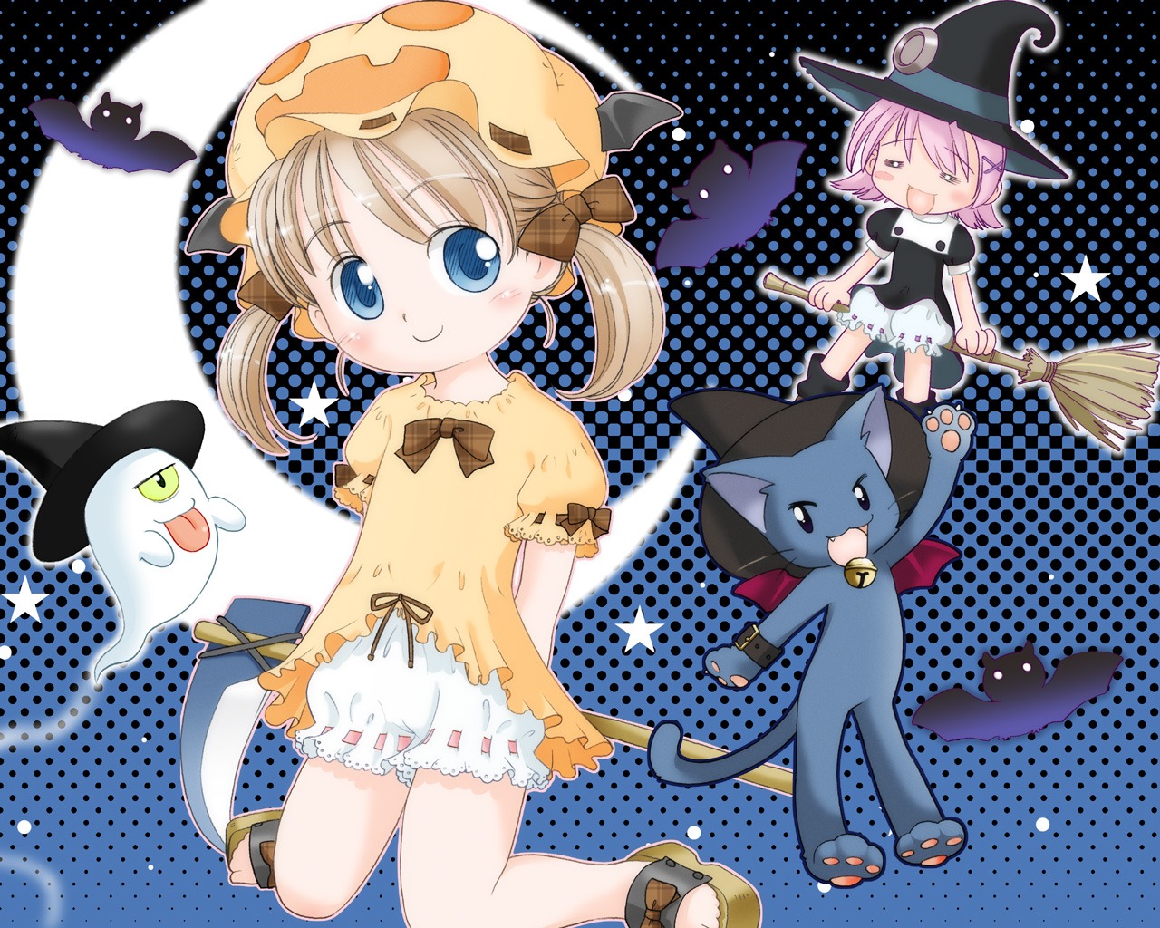 bloomers hatomugi neko wallpaper witch