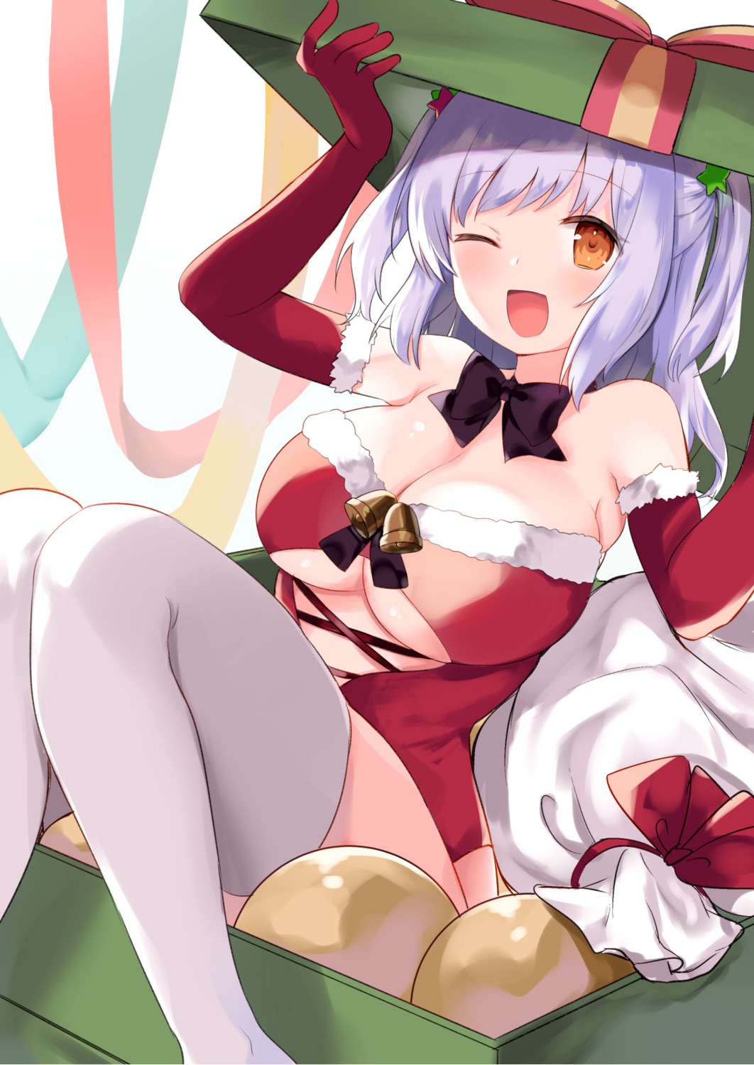 chiune_(yachi) christmas cleavage thighhighs