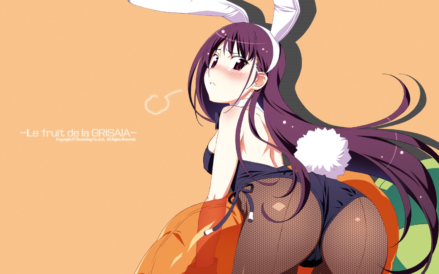 animal_ears ass bunny_ears bunny_girl fishnets front_wing grisaia grisaia_no_kajitsu sakaki_yumiko tail wallpaper watanabe_akio