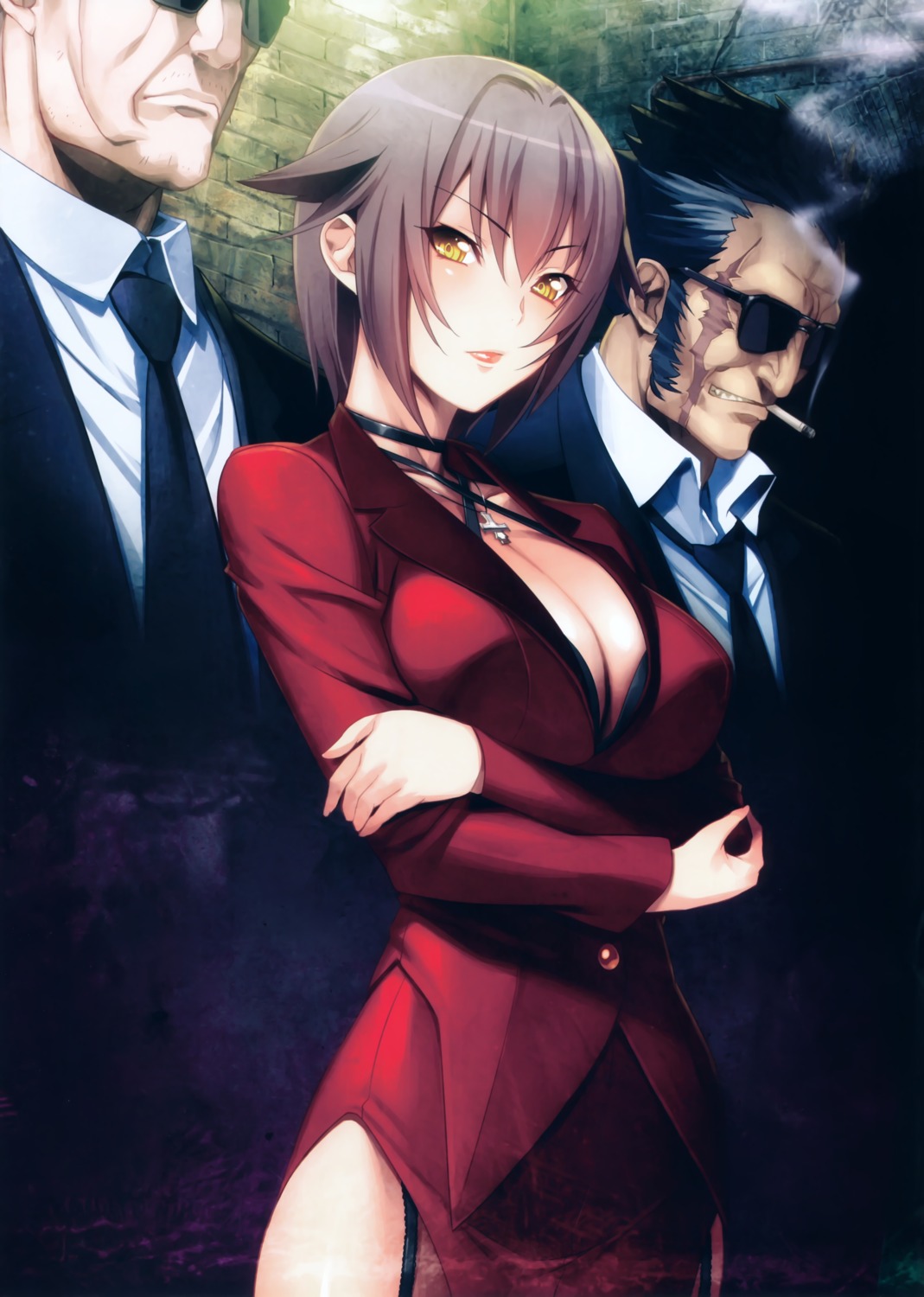 business_suit carnevale_della_luce_della_luna cleavage megane nitroplus no_bra oosaki_shinya open_shirt rebecca smoking