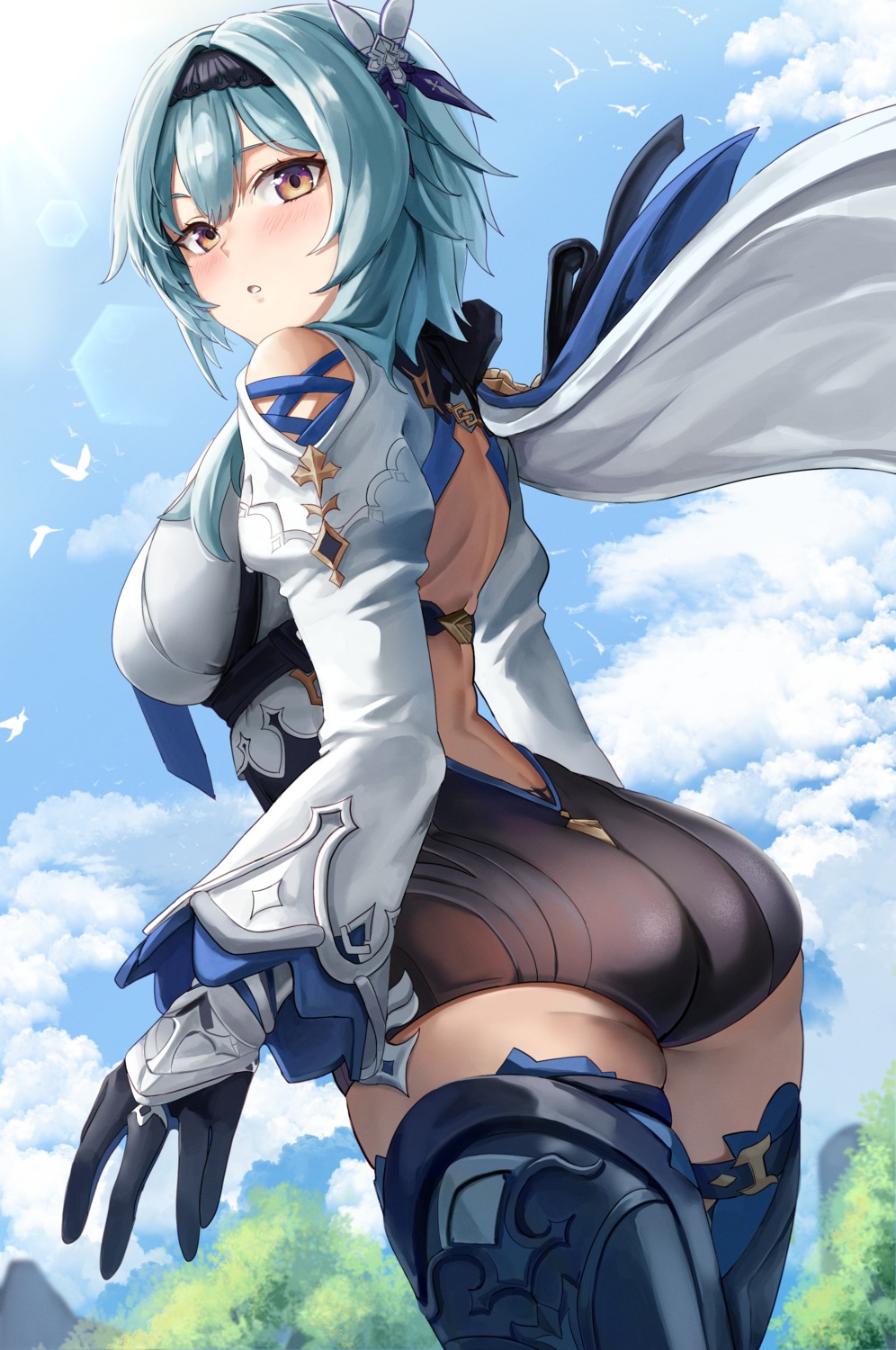 ass dvdraw eula garter genshin_impact no_bra thighhighs