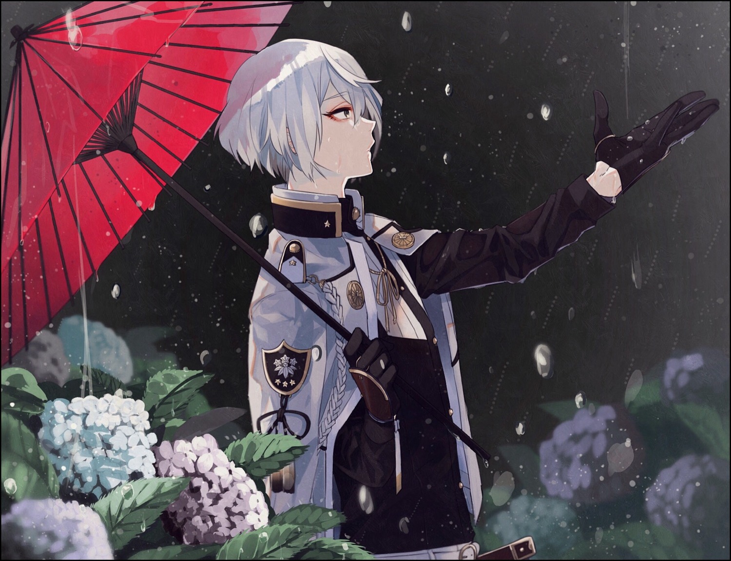 higekiri male touken_ranbu umbrella yamada_chikinko