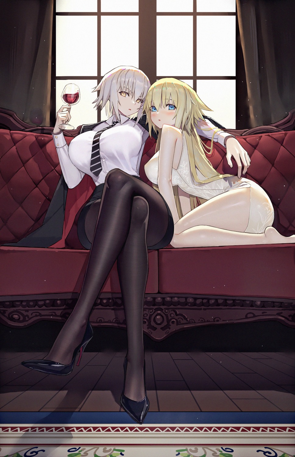 chinadress fate/grand_order heels jeanne_d'arc jeanne_d'arc_(alter)_(fate) jeanne_d'arc_(fate) pantyhose uniform ye