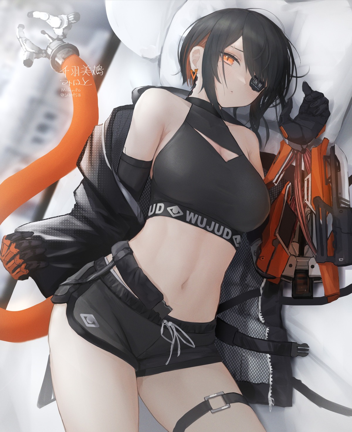 artist_revision eyepatch garter mecha_musume mihato_senba tail