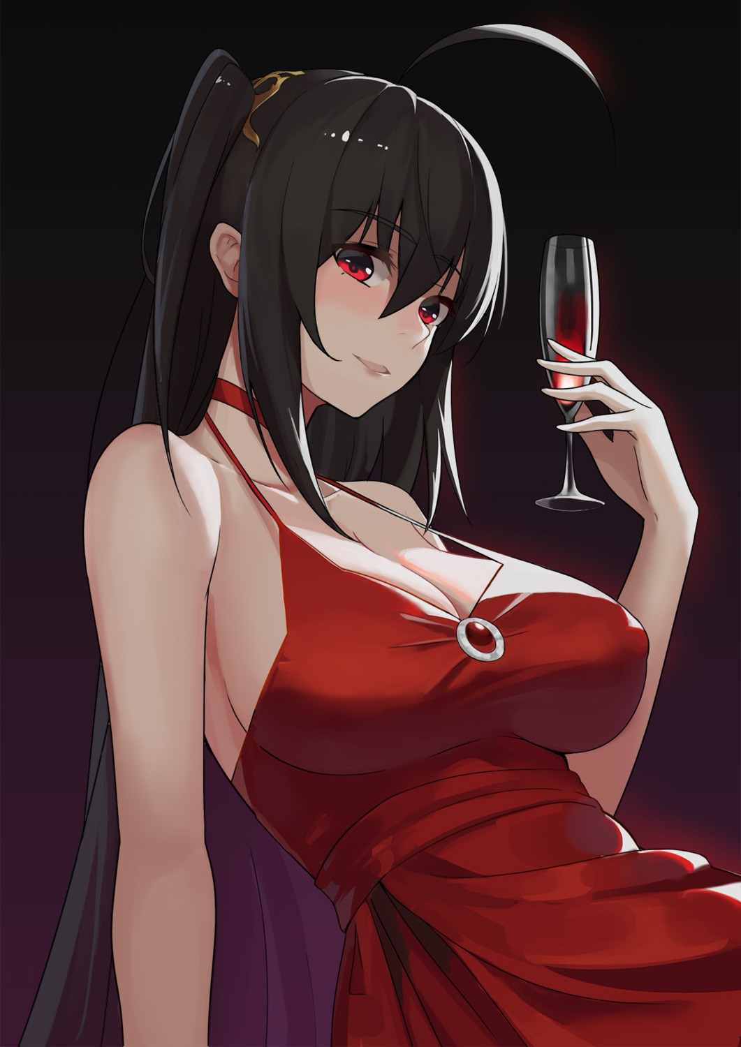 azur_lane cleavage dress komi_(komiking) taihou_(azur_lane)