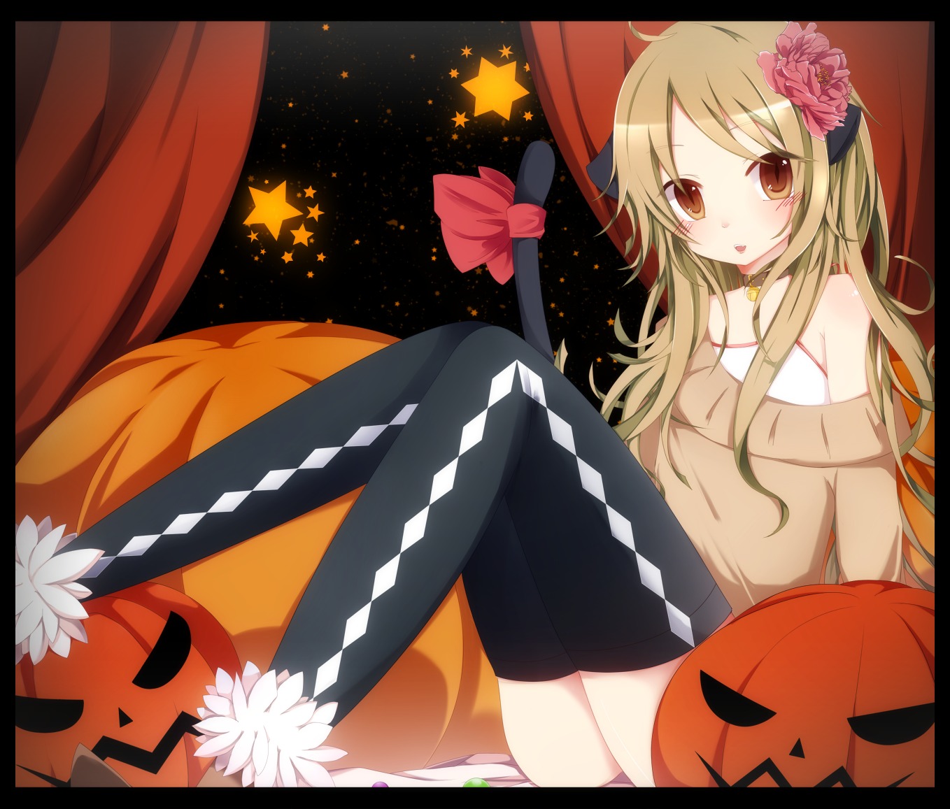 animal_ears halloween nekomimi tail thighhighs tsukiko