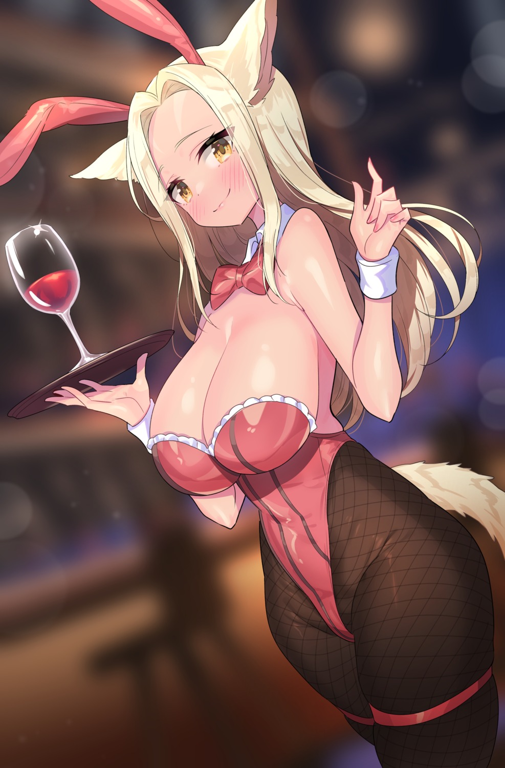 animal_ears bunny_ears bunny_girl fishnets garter ichi-jirushi no_bra pantyhose tail