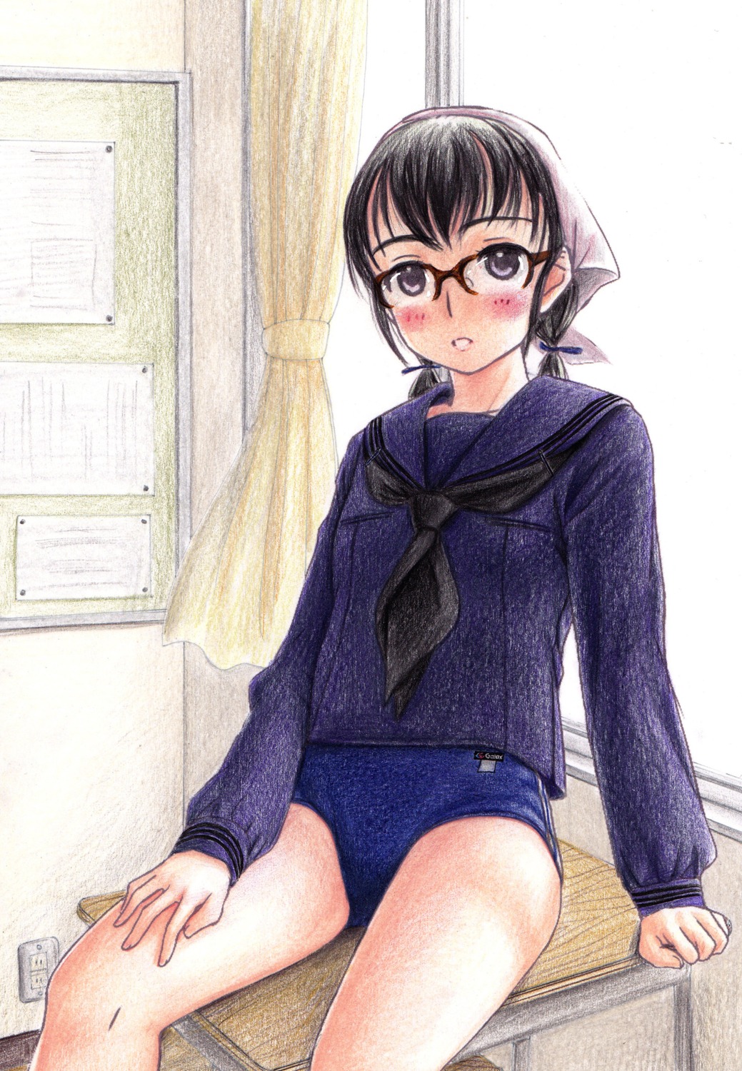 buruma hidaka_medaka megane seifuku