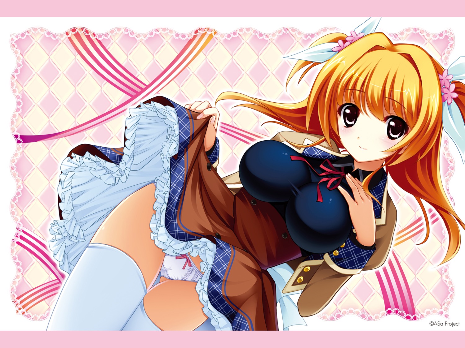 asa_project kinomoto_misaki panta pantsu renai_zero_kilometer seifuku skirt_lift thighhighs wallpaper