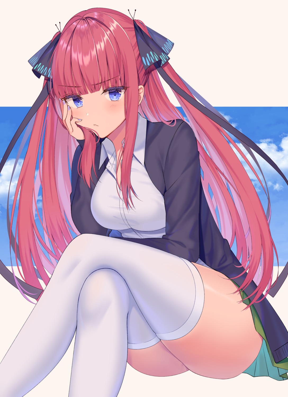 5-toubun_no_hanayome izumo_neru nakano_nino seifuku sweater thighhighs