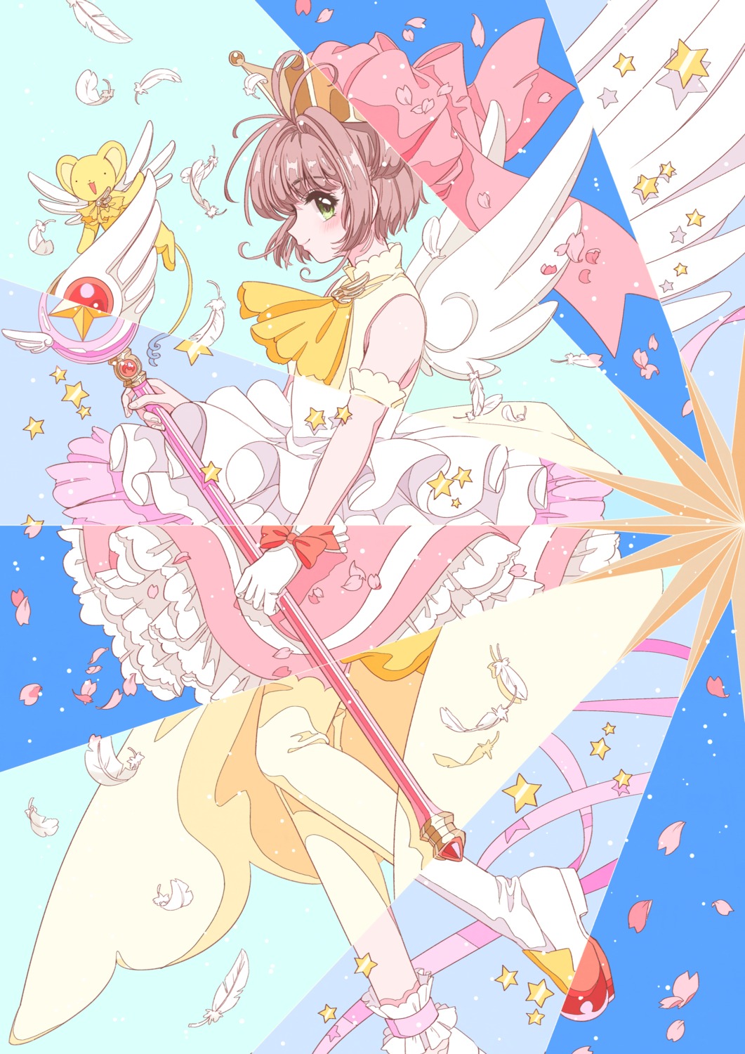 card_captor_sakura dress kerberos kinomoto_sakura kisumi_rei weapon wings