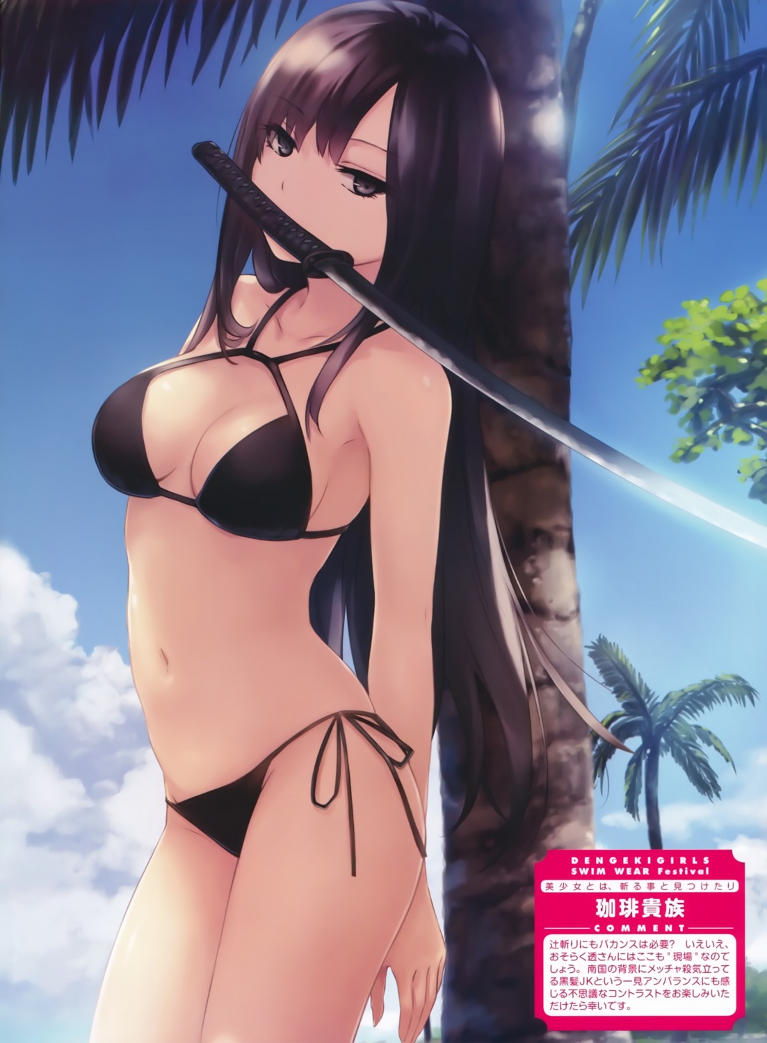 bikini bishoujo_to_wa_kiru_koto_to_mitsuketari cleavage coffee-kizoku kasuga_toru swimsuits sword