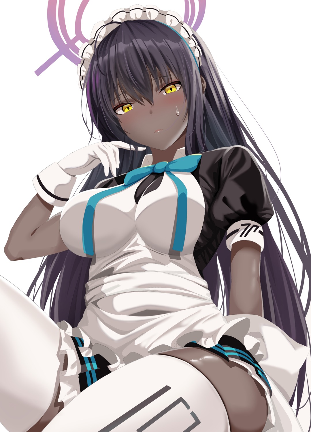 blue_archive halo kakudate_karin maid nyannzou789 thighhighs