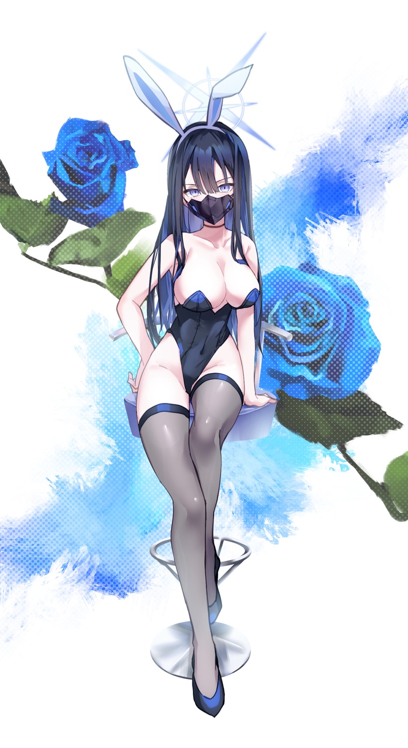 animal_ears blue_archive bunny_ears bunny_girl halo joumae_saori kairu_(pixiv44336160) thighhighs