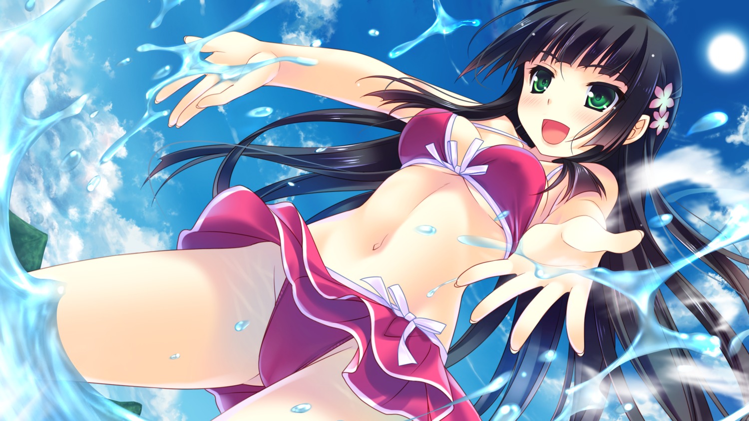 bikini game_cg guardian☆place saeki_hokuto skyfish suminoin_ouka swimsuits