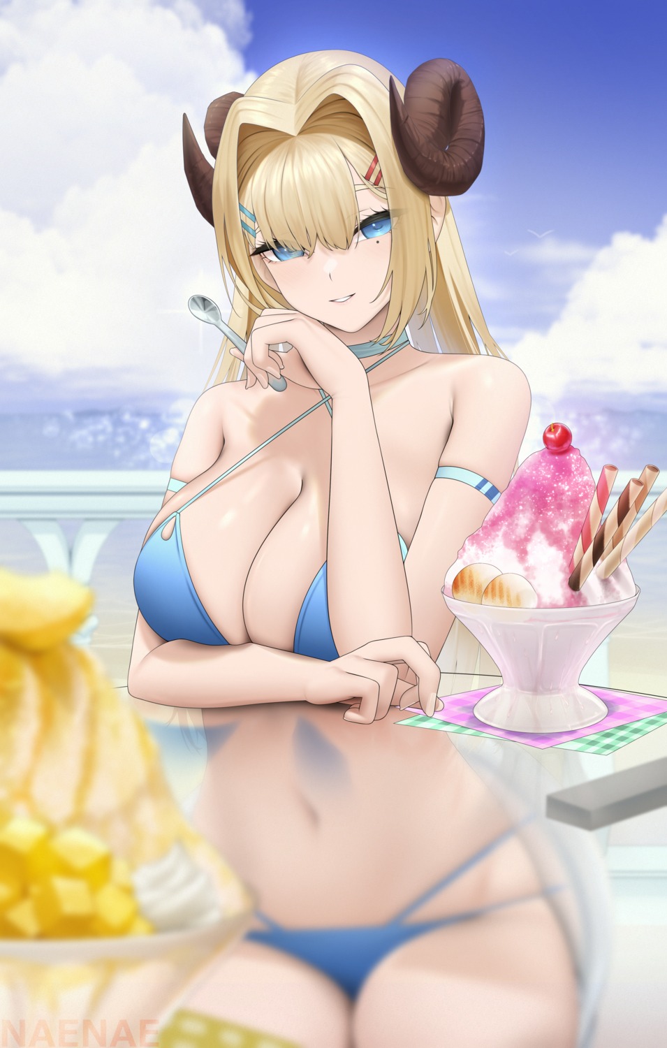 ash_arms bikini foria_sensei horns swimsuits