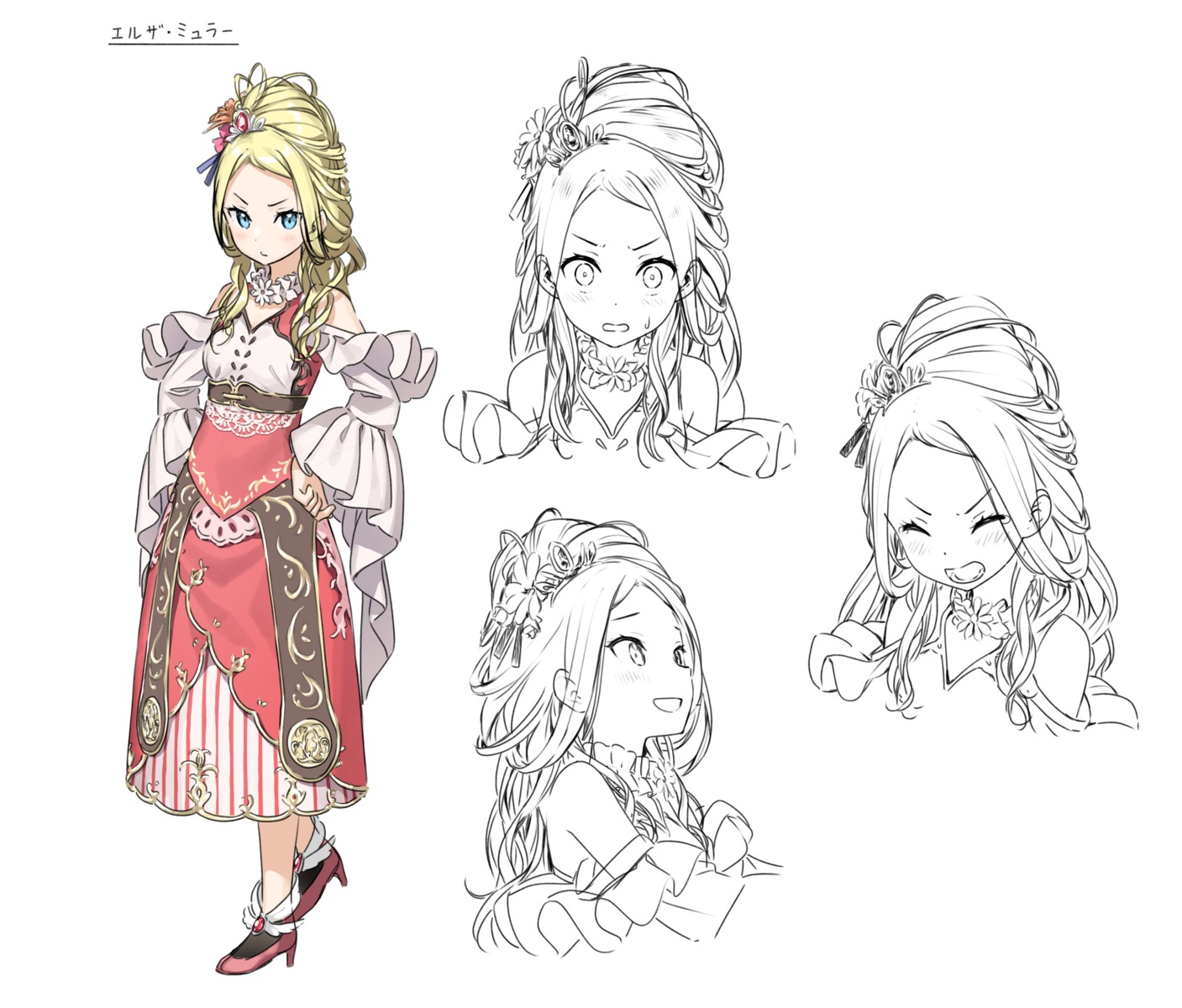 character_design dress elsa_mueller heels kantoku sasaki_to_pii-chan sketch