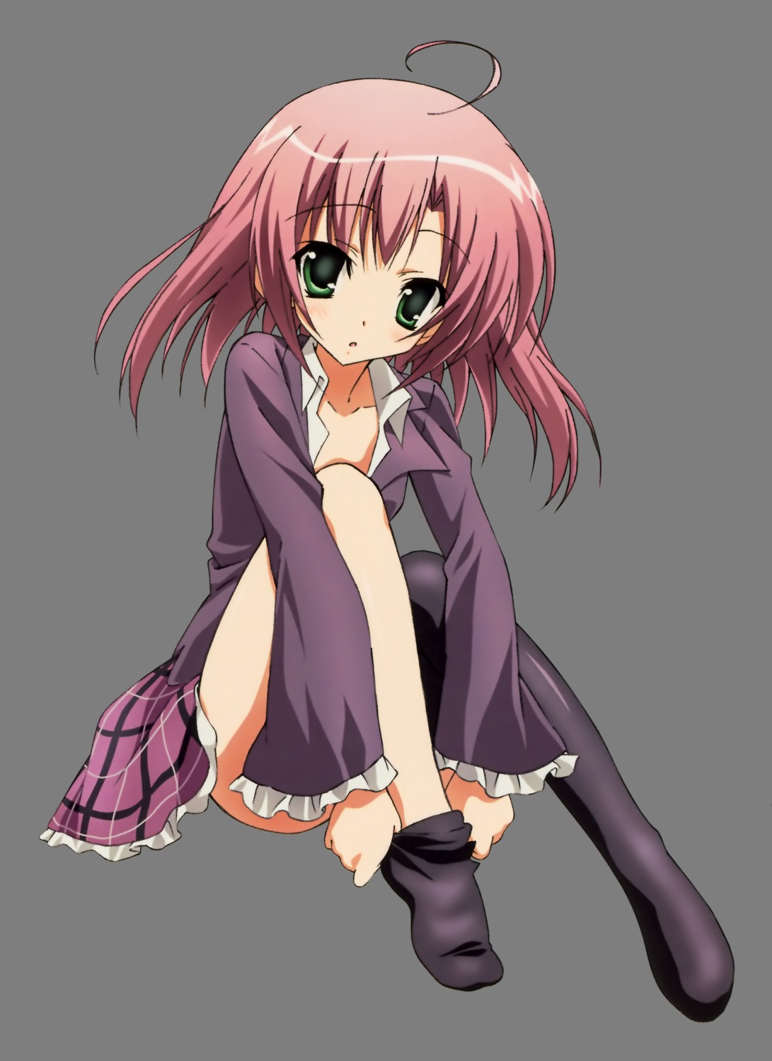 sakurano_kurimu seifuku seitokai_no_ichizon thighhighs transparent_png undressing