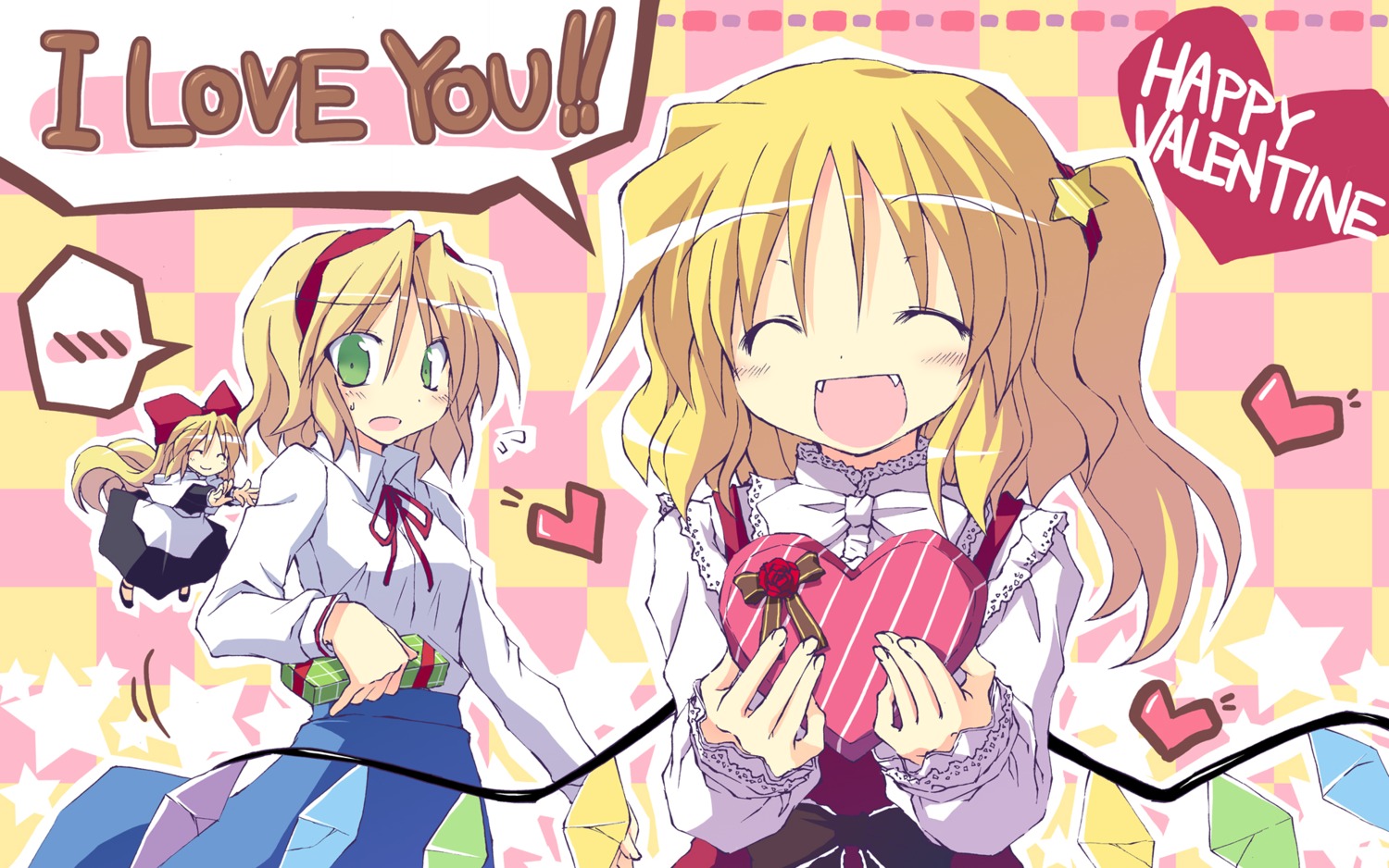 alice_margatroid flandre_scarlet satoukibi shanghai_doll touhou valentine wallpaper