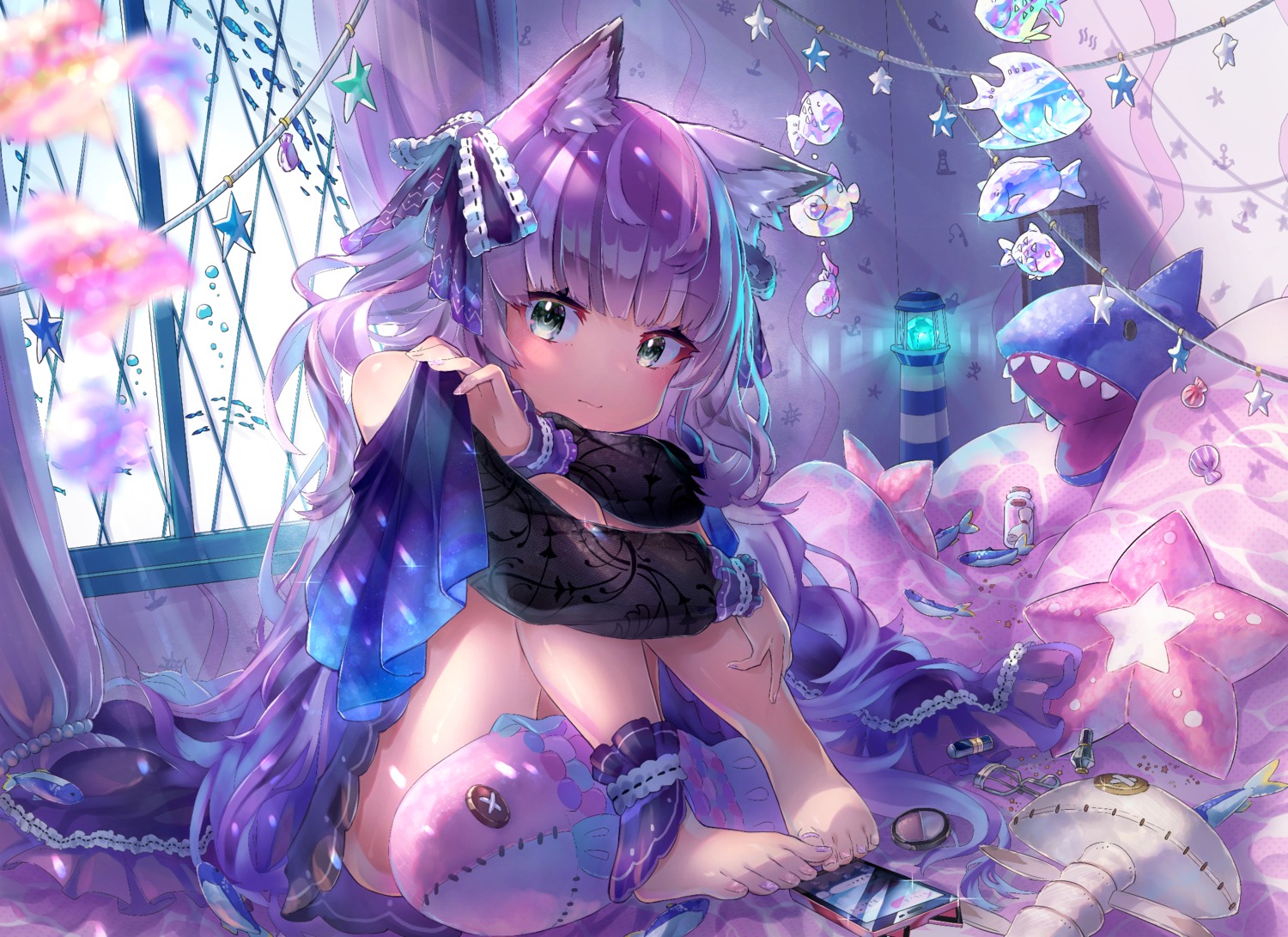 animal_ears feet hatsuga_(dmaigmai) skirt_lift