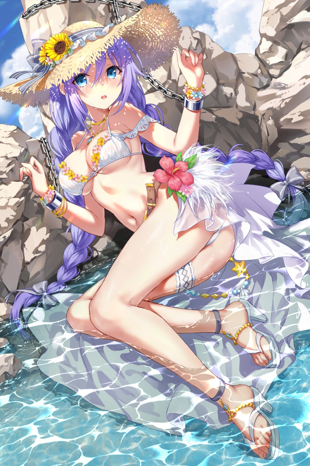 artist_revision ass bikini bondage devil_heavens garter heels hoshino_shizuru princess_connect princess_connect!_re:dive see_through swimsuits thong wet