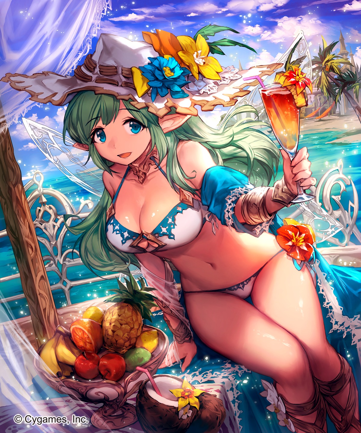 bikini cleavage lee_hyeseung pointy_ears shingeki_no_bahamut swimsuits wings