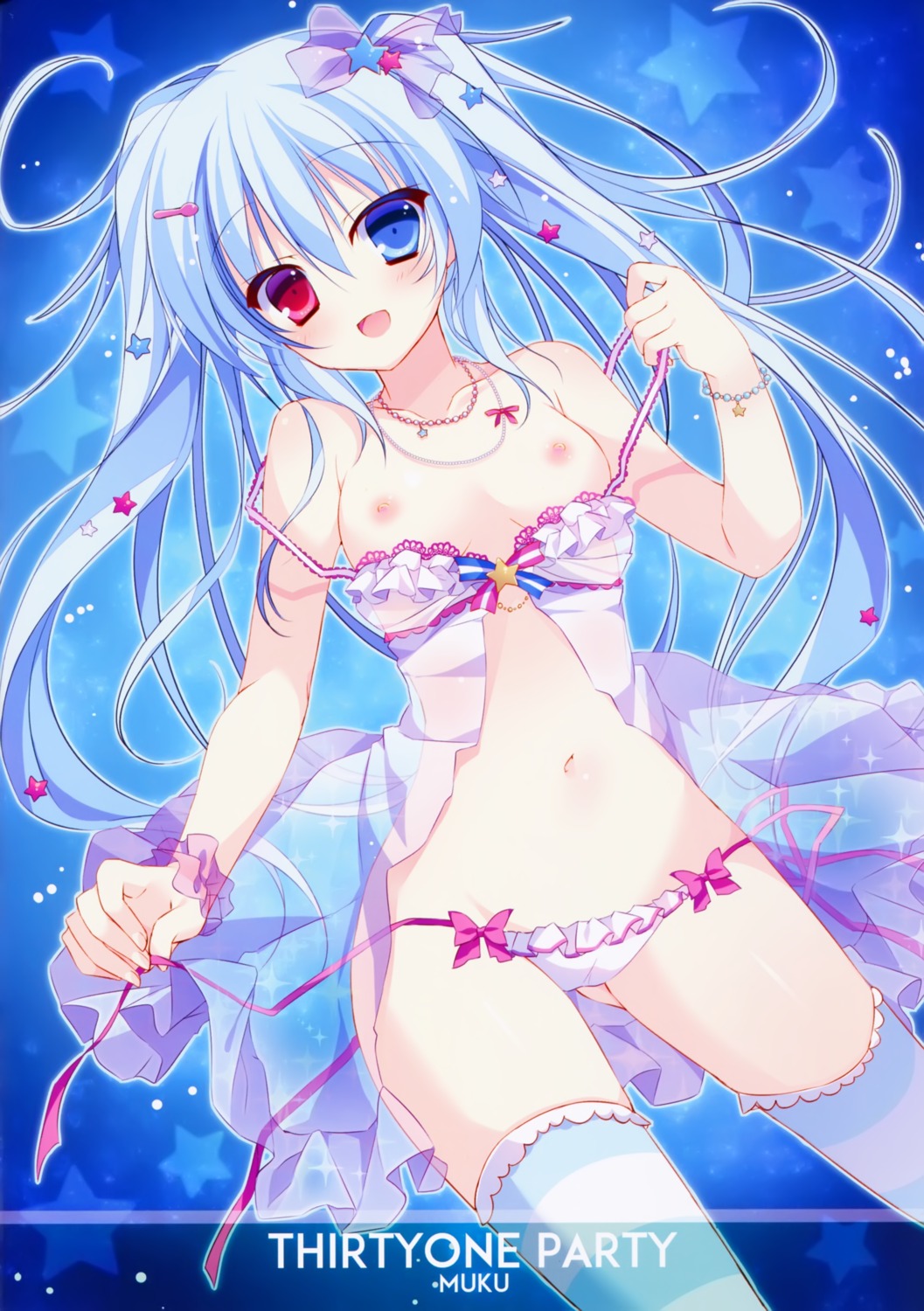 apupop breasts lingerie muku_(apupop) nipples pantsu string_panties thighhighs