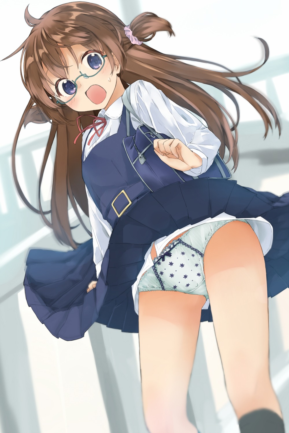 loli megane pantsu seifuku sekira_ame skirt_lift