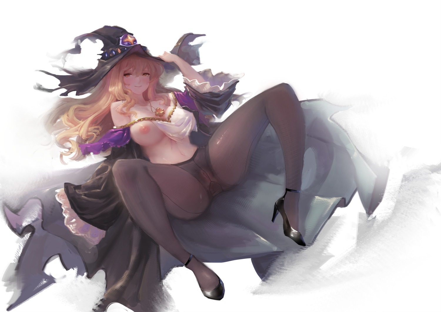 anus breasts censored daria_dimensional_witch heels nipples no_bra nopan pantyhose pubic_hair pussy see_through shadowverse witch xionghan_de_guangtou