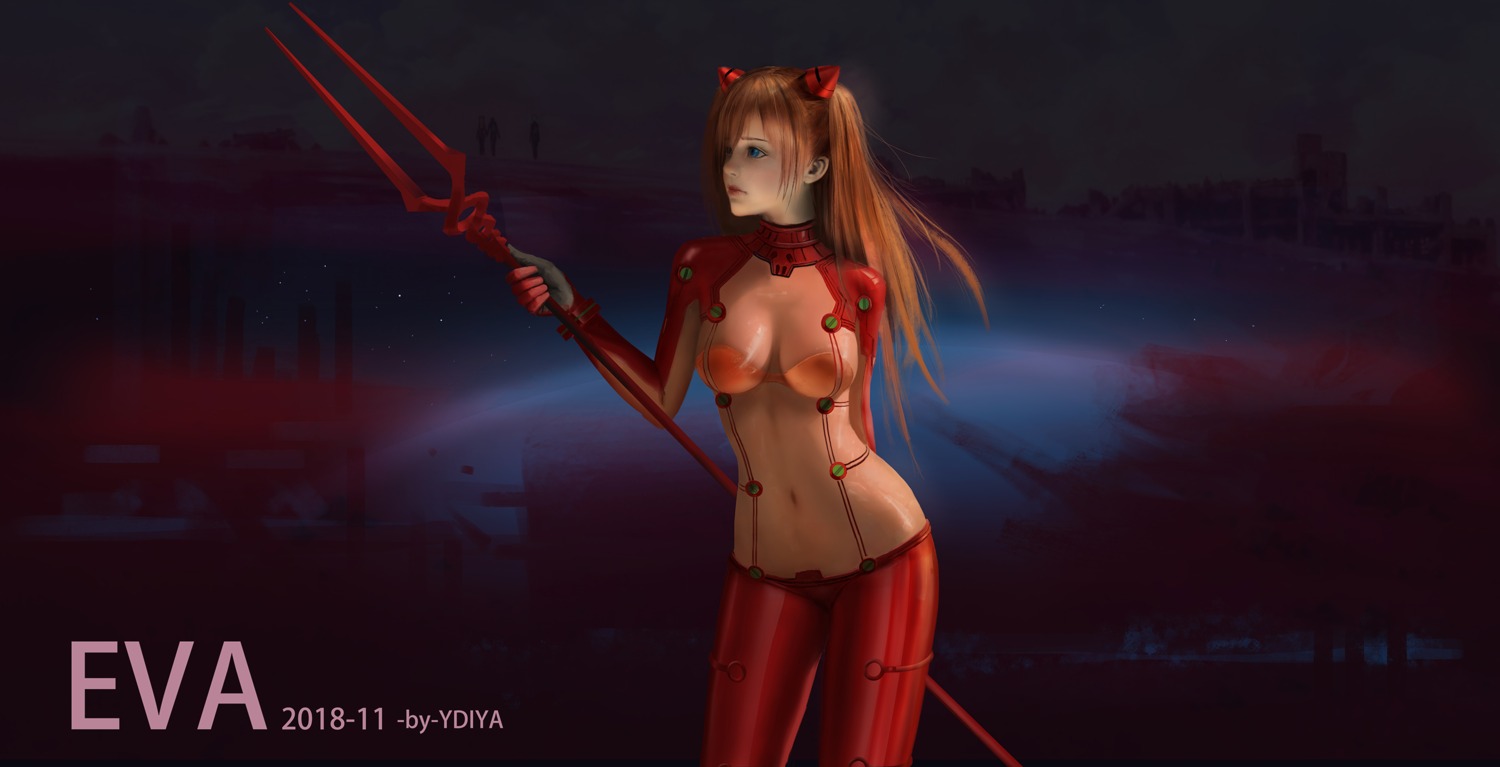 bodysuit bra horns neon_genesis_evangelion see_through souryuu_asuka_langley weapon ydiya