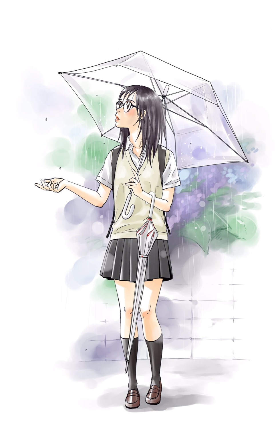 asahinagu kozaki_ai megane seifuku toujima_asahi umbrella