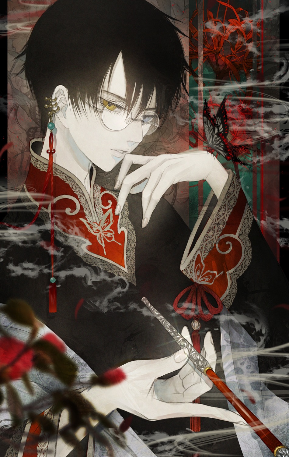 asian_clothes heterochromia male satsuki_kei watanuki_kimihiro xxxholic