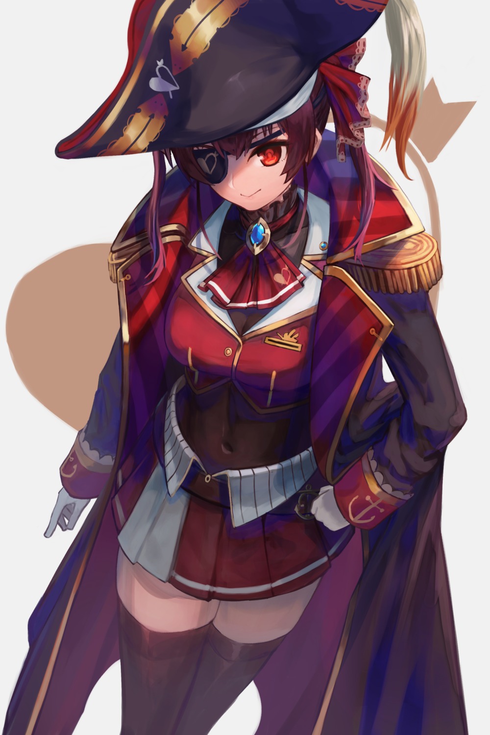 eyepatch hololive houshou_marine pirate pyytato thighhighs