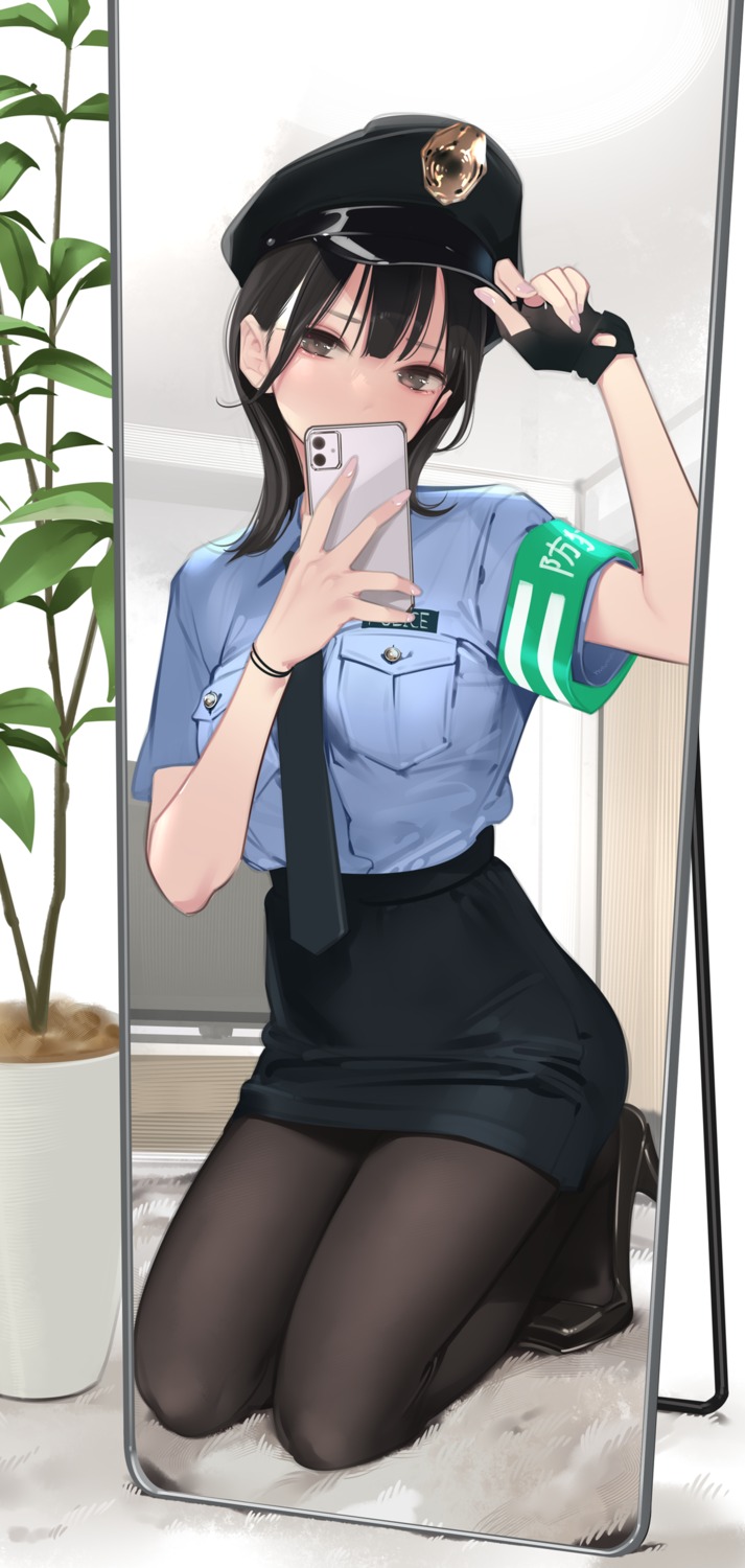 ama_mitsuki pantyhose police_uniform selfie