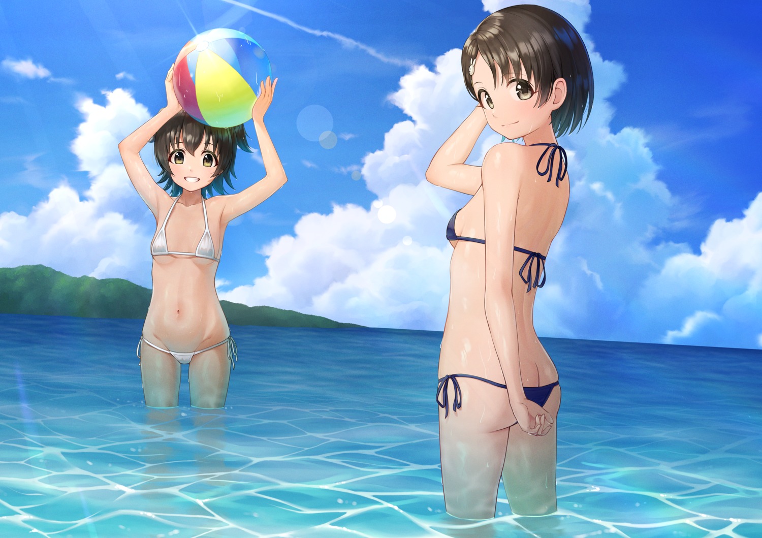 akagi_miria ass bikini sasaki_chie swimsuits the_idolm@ster the_idolm@ster_cinderella_girls the_idolm@ster_cinderella_girls_u149 tsunenorip wet